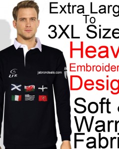Men Black Rugby Polo Full Sleeve T Shirts