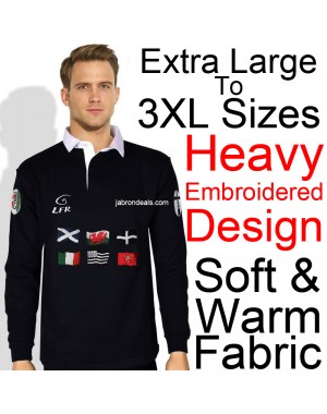 Men Black Rugby Polo Full Sleeve T Shirts