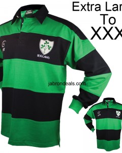 Men Rugby Striped Polo Full Sleeved T Shirts Blue And Green 