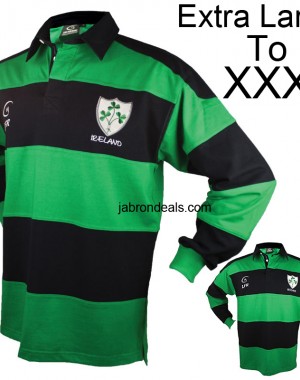 Men Rugby Striped Polo Full Sleeved T Shirts Blue And Green 