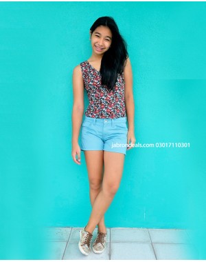 Girls Denim Stretchable Shorts 