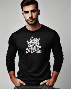 Enjoy Every Moment Men Black Long Sleeve T Shirt