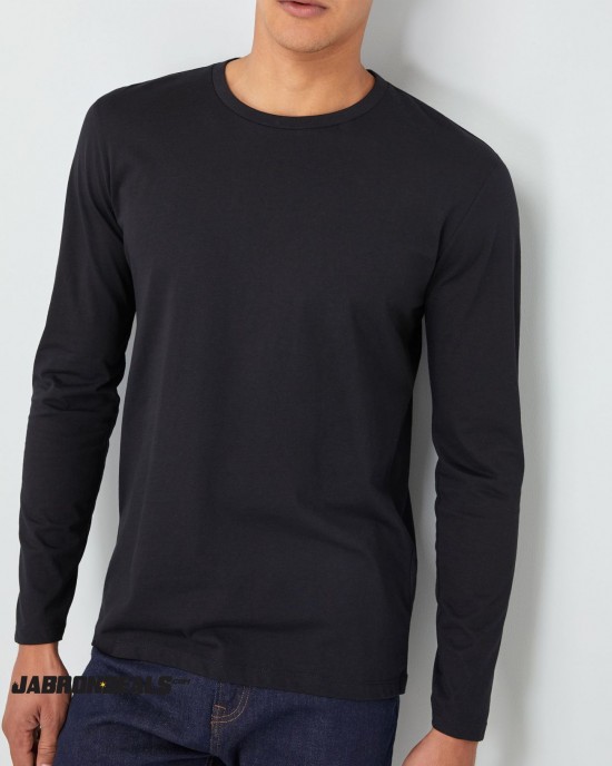 Premium Men Plain Black Long Sleeve Round T shirts